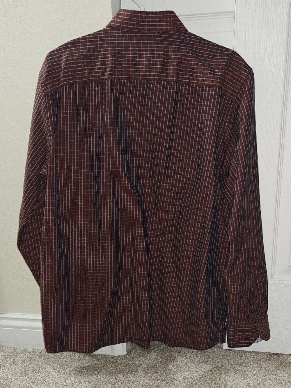 Johnston & Murphy Men's Brown Plaid Dress Shirt